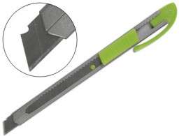 Cúter Q-Connect metálico cuchilla estrecha verde